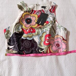 Fashion Nova Multicolor Floral Cropped Top Size M New With Tags